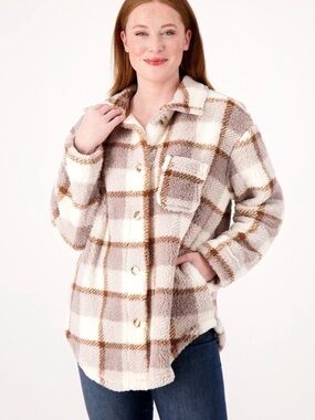 UGG KOOLABURRA plaid button front Sherpa jacket size large like new